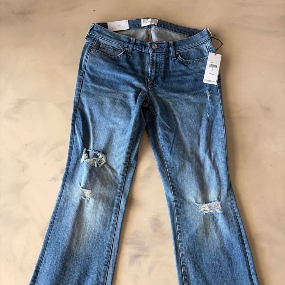 7 For All Mankind Original Bootcut Jeans Distressed Blue Denim NWT Sz 29 - Picture 4 of 4